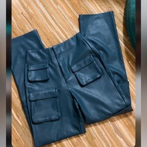 Teal cargo leather pants!